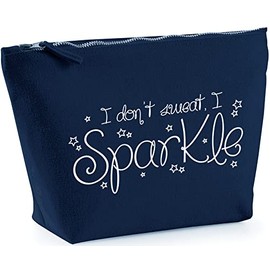 Hippowarehouse I Don't Sweat, I Sparkle printed make up cosmetic wash bag 18x19x9cm