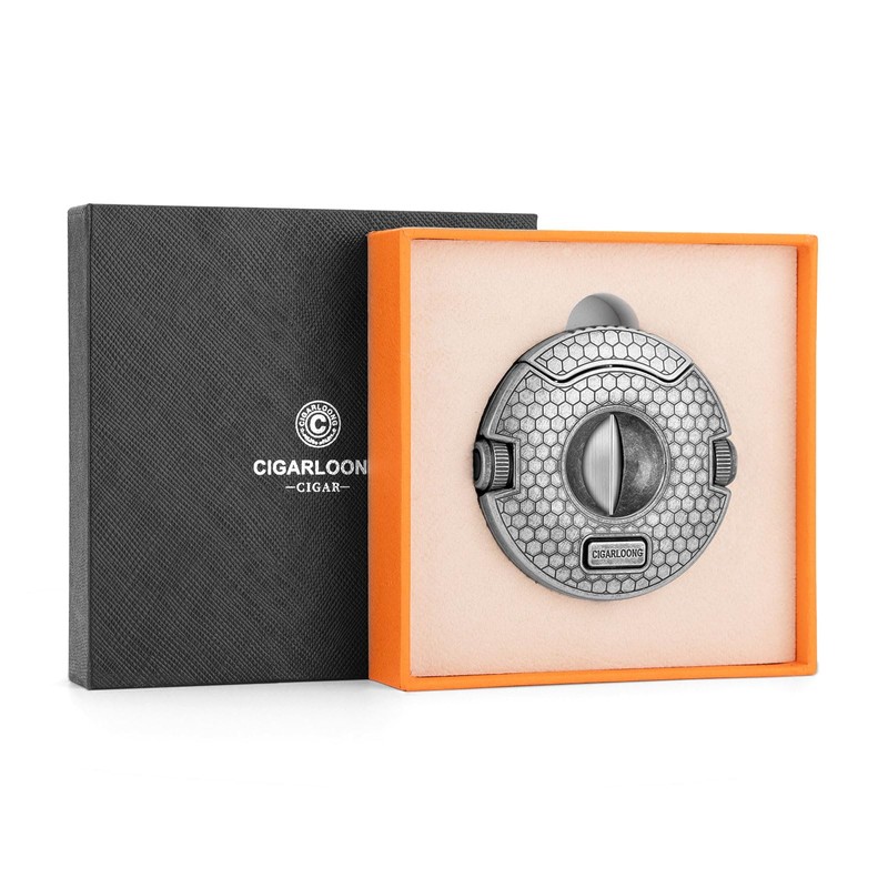 CIGARLOONG 2-in-1 Cigar Cutter,V-Cut Guillotine Stainless Steel Sharp Blade Built-in