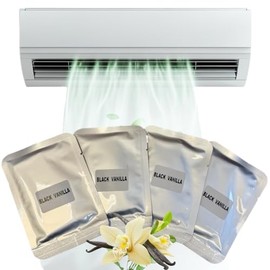 Pack of 4 Black Vanilla Scented Air Freshener Filter Pads for Air Conditioners - AC Vent Deodorizer Freshener Refill - Odor Eliminator Purifier for Home HVAC Units