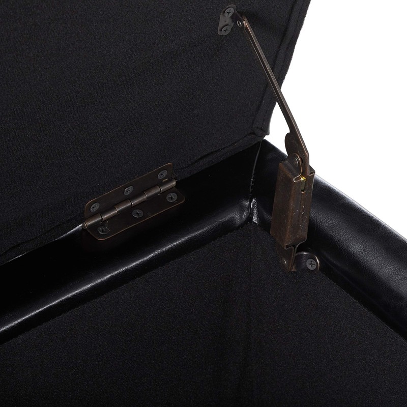 Stratford Black Leather Storage Ottoman