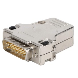 Garosa Serial D-SUB Connector Metal Housing 15 Pin Serial Port Male Adapter to Serial Port of Cable Connector, silver