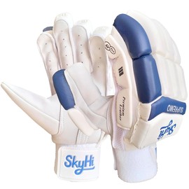 SKYHI Supremo Cricket Batting Gloves for Batsman, Split Fingers, Stylish Design, Comfortable Grip, PVC Thumb Patch, & Breathable mesh for Ventilation for Mens Righ and Left Hand Batsman (Left Hand)