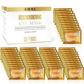 CHMI Under Eye Patches (50 Pairs) - 24K Gold Eye Patches for Puffy Eyes, Dark Circles, EyeBags and Wrinkles, Collagen Skin Care Products, Beauty & Personal Care