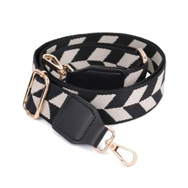 Faletony Fashion Adjustable Shoulder Strap Colourful Shoulder Strap Length Adjustable Wide Carry Strap for Handbags DIY Accessories 88-145 cm, black