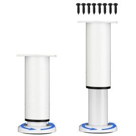 LJMbed Set of 2 Metal Furniture Feet, Height Adjustable Set, 25 cm - 42 cm, Adjustable Steel Bed Feet, Replacement Support Feet, Table Legs for Furniture, Sofa, Bed (White-2, 18 cm-31 cm)