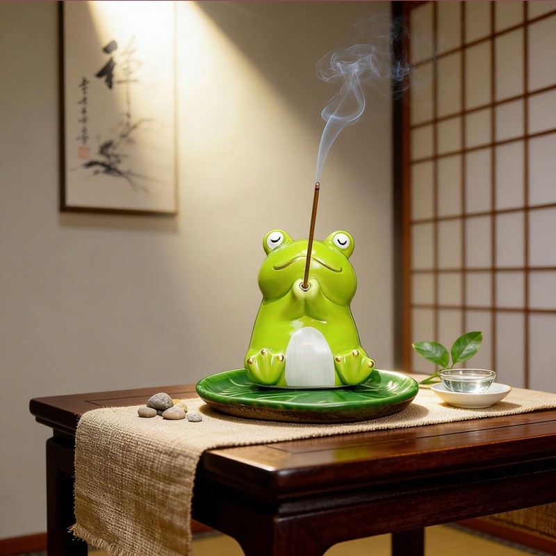 Quiet Prayer Frog Short Stick Incense Burner(for Sticks up to