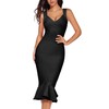 Madam Uniq Women Shoulder Strap Sleeveless Fishtail Midi Bandage Dress