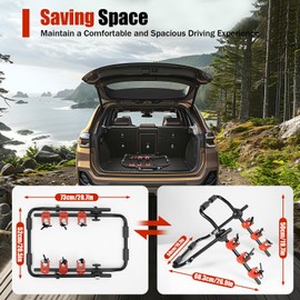 Trunk Bike Rack Foldable and Compact Bike Holder 3 Bicycle Rack Adaptor Bike Trunk Mounted Carrier Fits Most Hatchbacks, Sedans, SUVs, and Vans