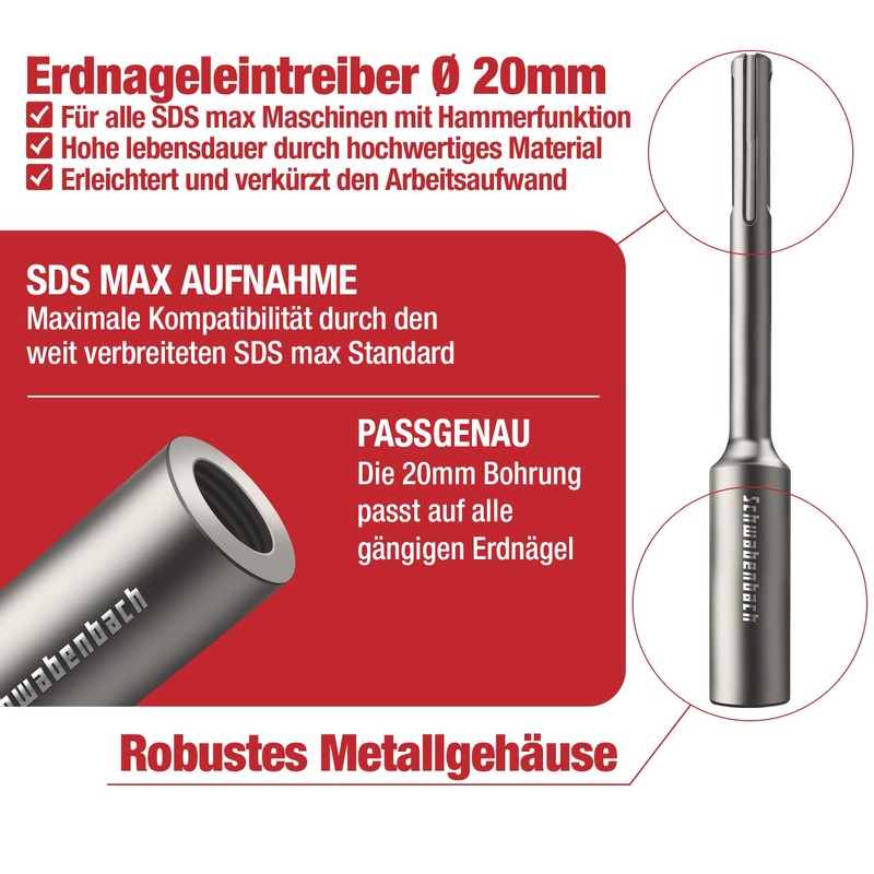 SCHWABENBACH® SDS MAX Ground Nail Driver - Heavy Duty Tool