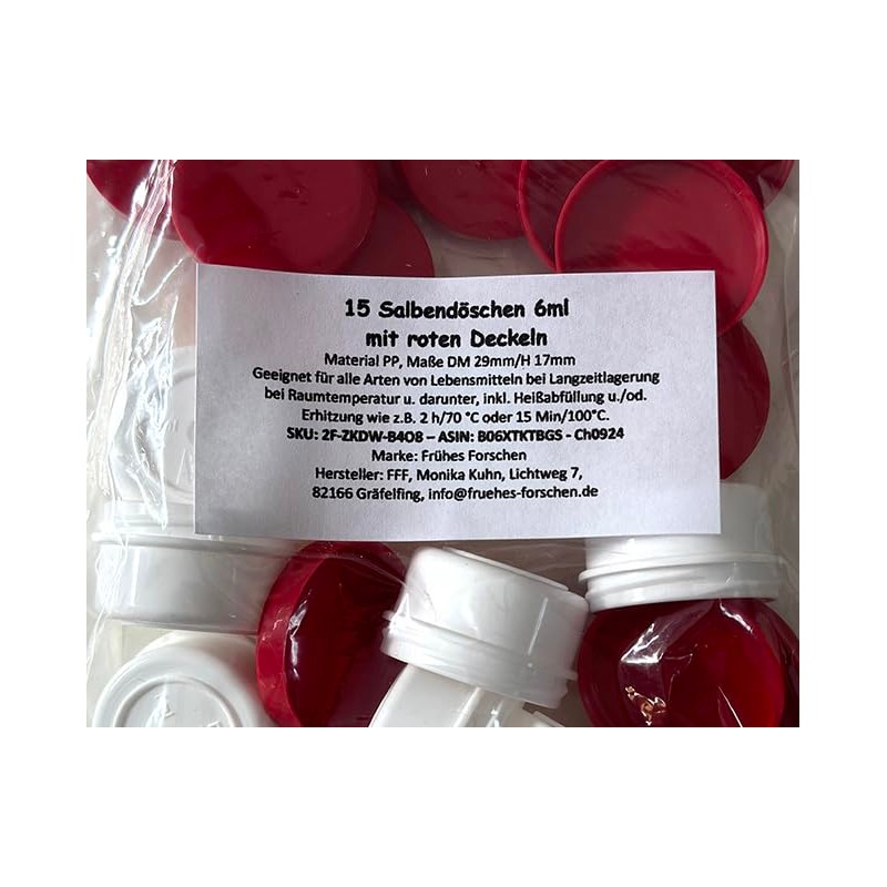 Frühes Forschen 15 Ointment Tins 6 ml Contents with Red