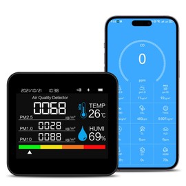 9-in-1 Indoor Air Quality Monitor: Detects PM2.5, PM1.0, PM10, CO2, CO, TVOC, HCHO, Temperature & Humidity for Home, Office, School & Hotel