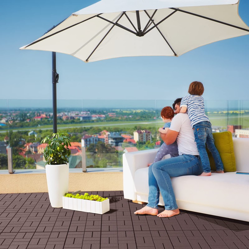 Goovilla Plastic Interlocking Deck Tiles, 9 Pack Outdoor Patio Flooring,
