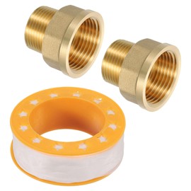 sourcing map 2Pcs Brass Pipe Fittings, 3/4" NPT Male x 1" NPT Female Hex Nipple Converter, Adapter Fitting for Faucet, Garden Hose, Cleaning System