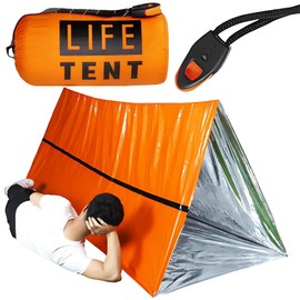 Mellbo Shelter Tent, Camping, Outdoors, Survival, Disaster, Emergency, Mountain Climbing, 120 dB Whistle, Body Temperature Reflection, Cold Protection, Rescue, Waterproof, Seal, Prevents Stuffiness