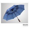 Balios Travel Folding Umbrella with Real Wood Handle Auto Open