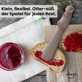 Winkee - Otter Frühstücksspatel I Multifunktionaler Silikon Schaber : Buttermesser, Silikon Spatel klein, Spatel Küche I Smarter Küchenhelfer I Lebensmittelecht