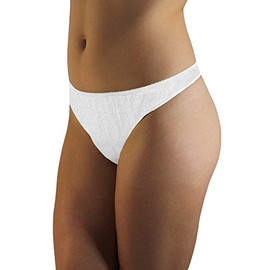 Underworks Womens Disposable 100% Cotton Thongs - For Travel- Hospital Stays- Emergencies White Large 10-pack