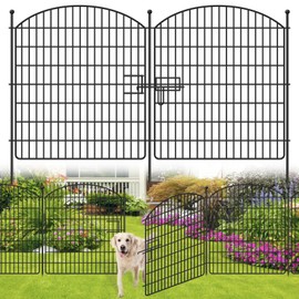 16 Panels No Dig Garden Fence with Gate, 32in x 38.6ft Decorative Dog Fence Outdoor for Yard, Tall Animal Barrier Fence Rustproof Metal Wire Garden Edging Border, Temporary Fence for Outdoor, Patio
