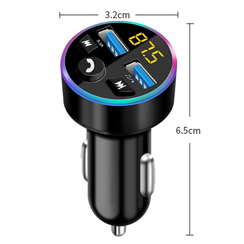 YCTech Bluetooth FM Transmitter, Universal Car Charger Adapter with Dual