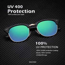 KALIYADI Polarized Sunglasses for Men and Women Semi-Rimless Frame Driving Sun glasses UV Blocking