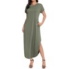 Women's Summer Casual Loose Sundress Long Dress Short Sleeve Crewneck