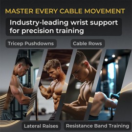 FYGL Adjustable Wrist Cuffs for Cable Machines - 7mm Neoprene Padded Straps with D Rings, Heavy Duty Gym Cuffs for Strength Training (Men/Women) - Black