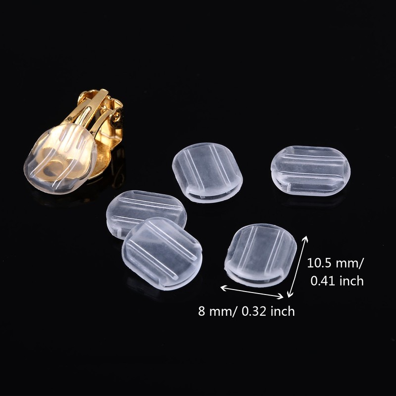 Maxdot 100 Pieces 4 Size Earring Back Pads Clear Silicone