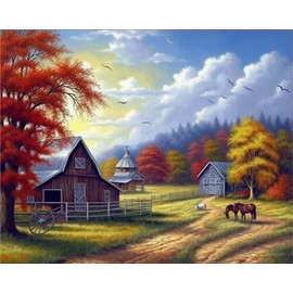 Kaliosy 5D Diamond Art Kits for Adults Cabin Country by Number Kits, Diamond Painting Full Drill Arts Wall Decoration Home Decor 30x40 cm (x10502)