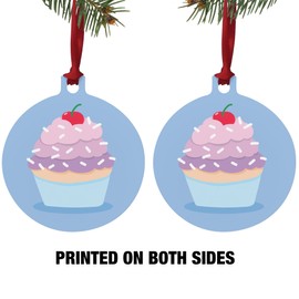 GRAPHICS & MORE Cute Cupcake Vanilla Cherry with Sprinkles Aluminum Holiday Christmas Tree Ornament - 3.0" (7.6 cm) x 3.37" (8.6 cm)