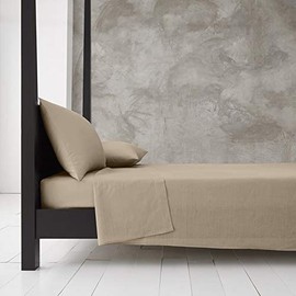 Egypto Easy Care Luxury Bedding Double Flat Sheet – Breathable & Hypoallergic Flat Sheets – Shrinkage & Fade Resistant Flat Bed Sheet Latte