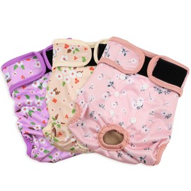 Grecle Female Dog Diapers - Premium Reusable Diapers for Doggie in Heat - Highly Absorbent Dog Diapers Female for Pet Incontinence with Adjustable Snaps Flowers, XL