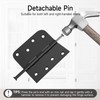 HOSOM 6 Pack Black Exterior Door Hinges 4 Inch, 5/8"