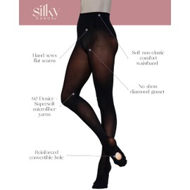 Silky Dance 2 Pairs Ballet Convertible Tights (Age 9-11) (Black)