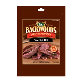 LEM Products Backwoods Sweet & Hot Jerky Seasoning, Ideal for Wild Game and Domestic Meat, Seasons Up to 25 Pounds of Meat, 28.9 Ounce Packet with Pre-Measured Cure Packet Included