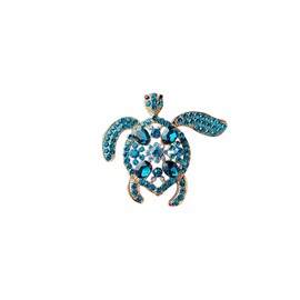 Turtle Brooch Big Turtle Pin Rhinestone Sea Turtle Pin Cute Animal Brooch Pin Turtle Jewelry Statement Animal Pin Accessories Great Gift for Wife Sisters Friends (blue)