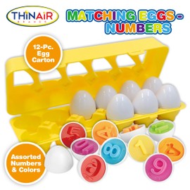 Dr. STEM Toys Matching Plastic Eggs 12 pc Set, Number & Color Learning, Sorter Puzzle, Montessori Gift