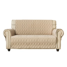 Ameritex Loveseat Cover Water-Resistant Quilted Furniture Protector with Back Nonslip Paws Slipcover for Dogs, Kids, Pets Loveseat Slipcover Stay in Place for Leather (54", Beige)