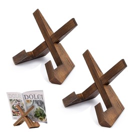 LxcshLjx 2Pcs Handmade Wooden Cookbook Holder, Cook Book Stand for Kitchen Counter, Picture Frame Stand, Recipe Book Holder, Plate Stand for Book, Craft Objects, Table Top Decorative Easels Display