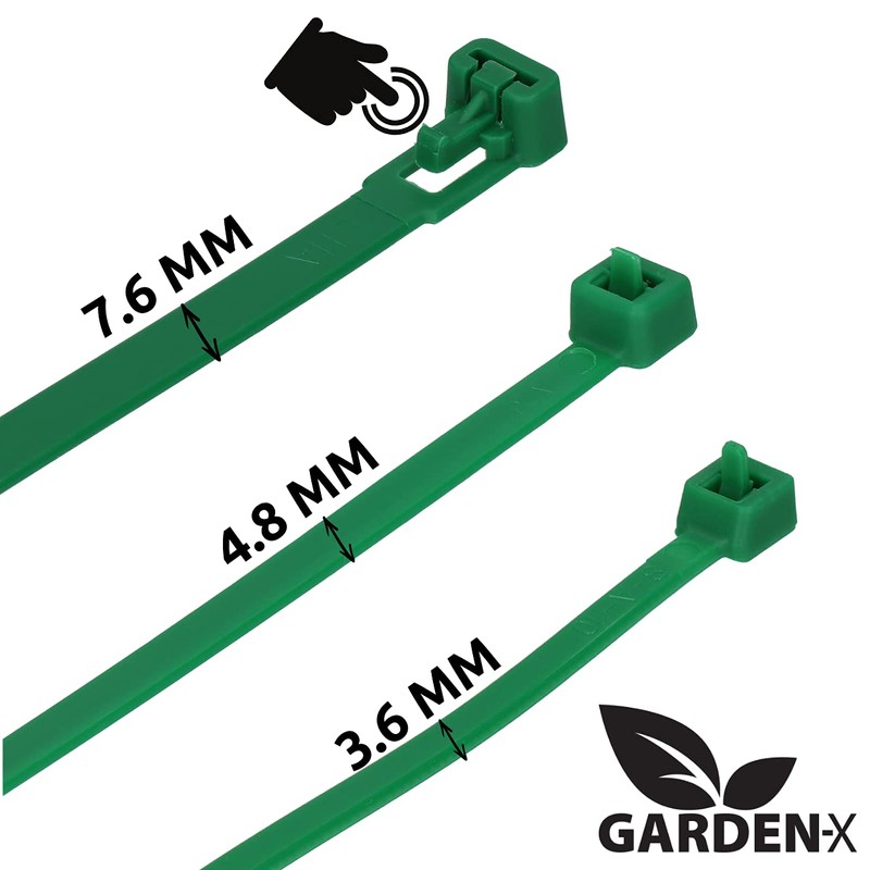 GARDENIX Pflanzenbinder, Kabelbinder 100 Stück (4.8 mm x 160mm, Grün),