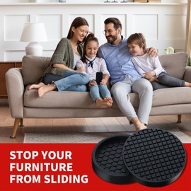 Ezprotekt Non Slip Furniture Pads, 12 Pcs 2" Anti Skid Rubber Furniture Caster Cups, Anti-Slip Furniture Coasters for Hardwood Floors, Anti Slide Floor Protectors for Bed Couch Stoppers (Black)