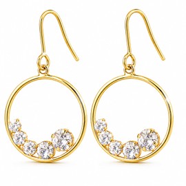 14K Gold Plated Dainty Dangle Hoop Earrings for Women, Hypoallergenic Sterling Silver Post Cubic Zirconia Lightweight Drop Earrings for Work Date Party Everyday Wear Gift