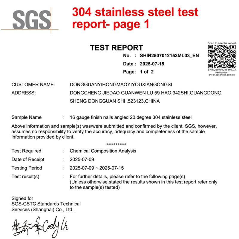 SimCos 16 Gauge Angled Finish Nails 304 Stainless Steel,(1-1/4", 1-1/2",