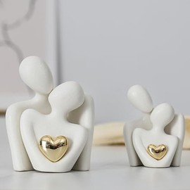 Lyaciomn Mini Abstract Sculpture Home Decor Knick Knacks Couples Love Office Show Pieces White A