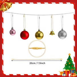 OPUHOHR 200 PCS Red Green Ornament Hanger String, Christmas Ornament Hooks Pre cut Ropes with Snap Fasteners for Xmas Tree Holiday Party Hanging Decoration