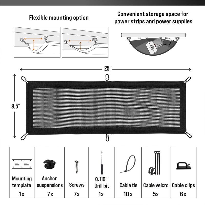 Cable Management net - Under Desk Cable Management Tray -