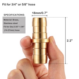 Sanpaint Brass Garden Hose Repair Connector with Clamps, Fit for 3/4" or 5/8" Garden Hose Fitting, 2 Set