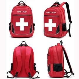 Camoredy First Aid Bag Empty Red Emergency Medical Bag First Responder Trauma Multi-Pocket Traveling Field Trips Camping Essentials (Red, 1 Piece)