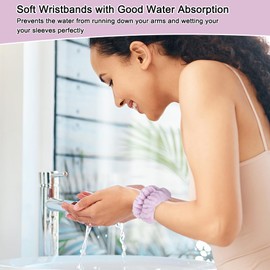 Pack of 8 Face Wash Bracelets, Microfibre Wrist Wash Band for Washing Face Absorbent Water Sweatband for Makeup Face Skin Care Spa Prevent Water Running into the Sleeves