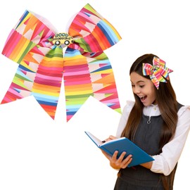 School Bows for Girls Teacher, School Hair Accessories Resin School Bus Designs With Pencil Bow Pattern - Back To School Ribbon - Durable Alligator Clips for Back to School Styling