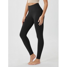 ODODOS ODLIFT Full Length Compression Leggings with Inner Pocket for Women, 28" High Waist Workout Yoga Pants, Black, Large